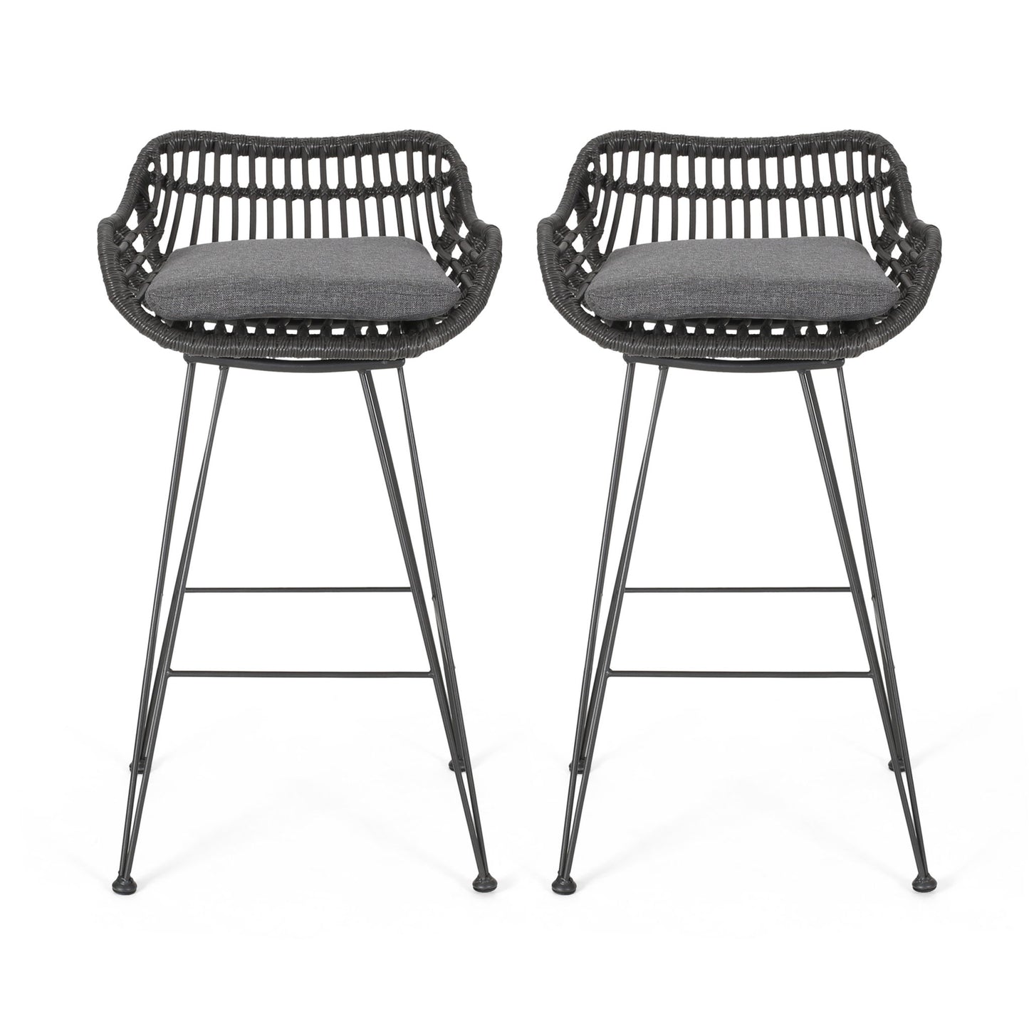 Outdoor Rattan Bar Chair With Metal Legs