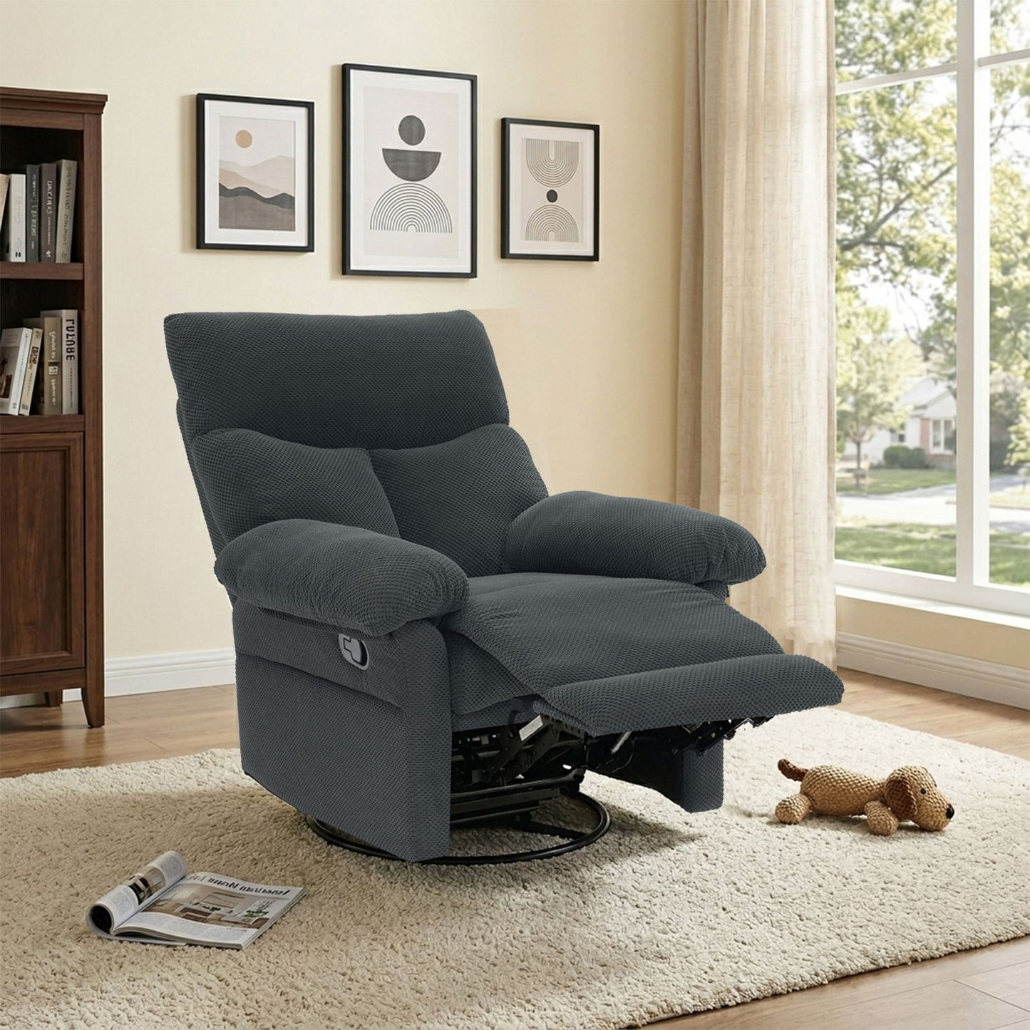 Swivel Rocker Recliner Chair With Manual Recline For Living Room