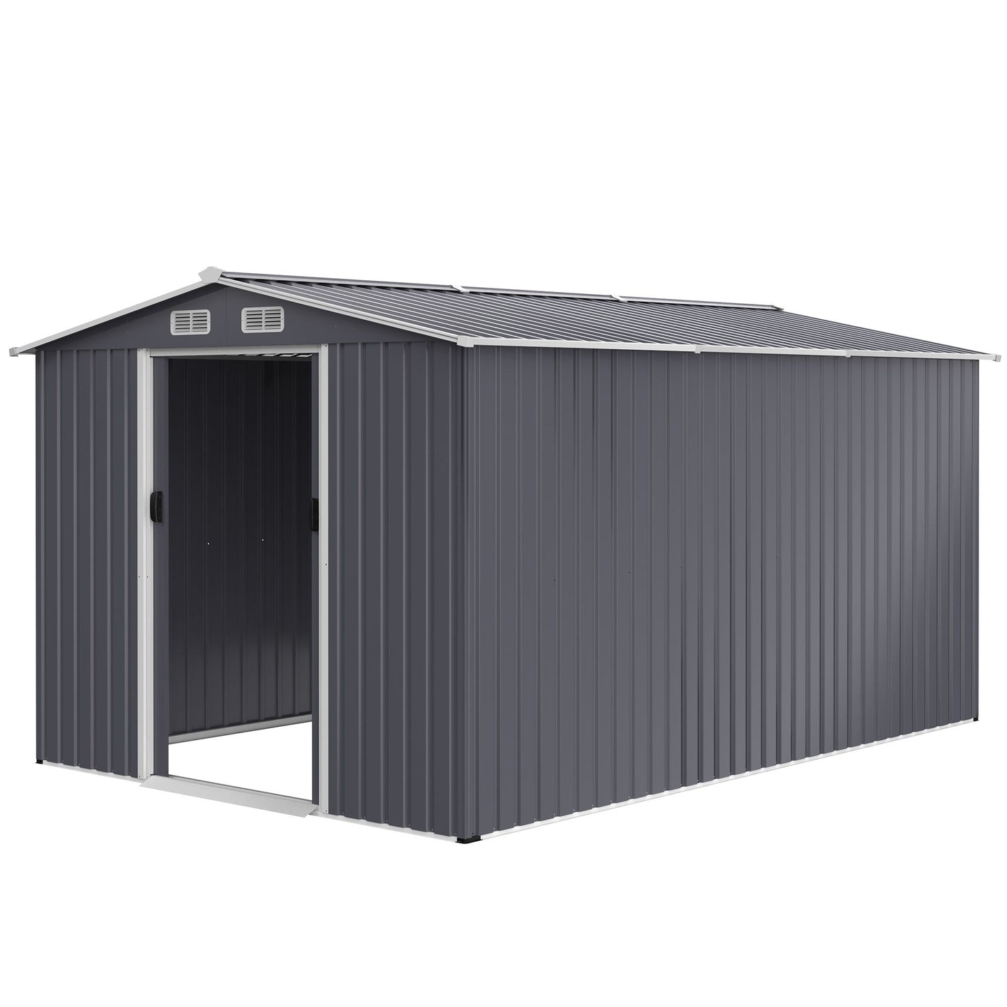 Outdoor Storage Shed Large Metal Tool Sheds, Heavy Duty Storage House With Sliding Doors