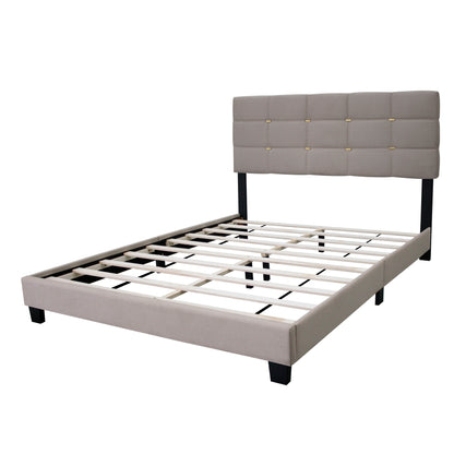 Queen Size Adjustable Linen Fabric Upholstered Bed Frame Vintage Collection Color Fits Any Room