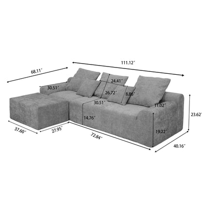 Modern L Shaped Sectional Sofa With Adjustable Configurations