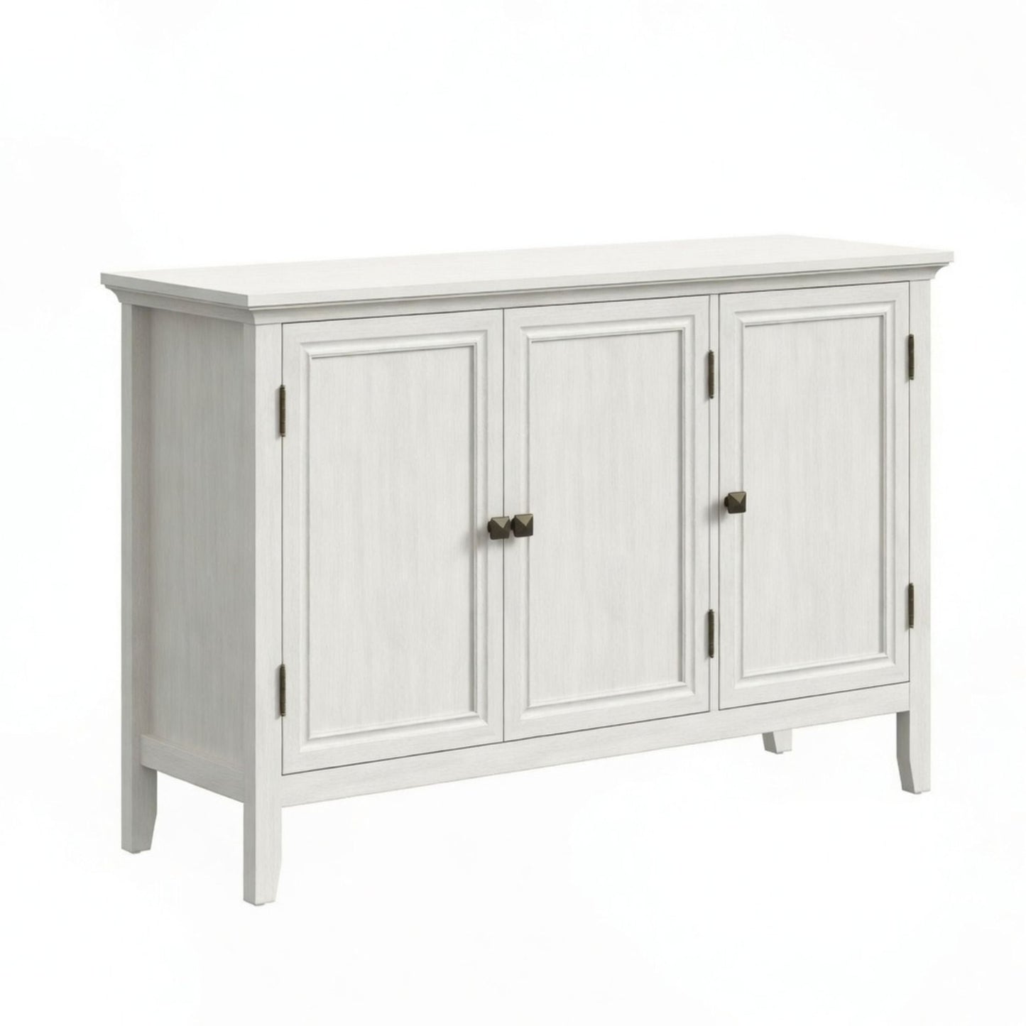 3 Door Buffet Cabinet With Adjustable Shelves - Matte White / Grayish