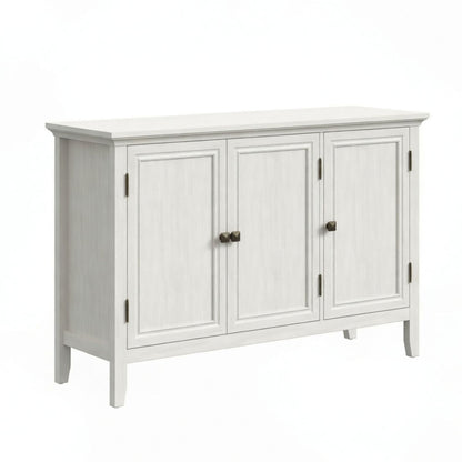 3 Door Buffet Cabinet With Adjustable Shelves - Matte White / Grayish