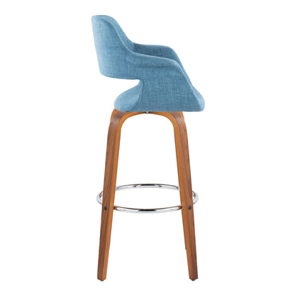 Vintage Flair - Mid Century Modern Fixed Height Barstool With Swivel & Round Footrest (Set of 2)