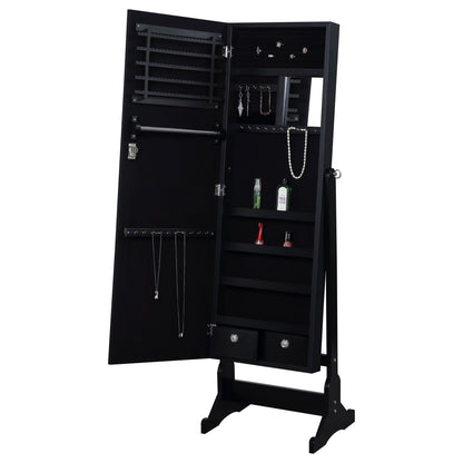 Casey - Jewelry Cheval Mirror With Storage - Black