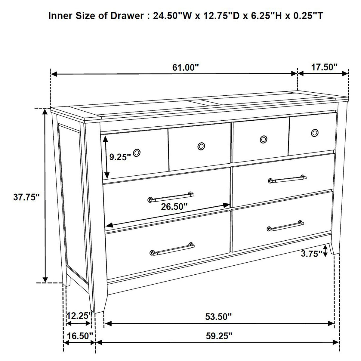 Pelton - 6 Drawer Dresser - Oak