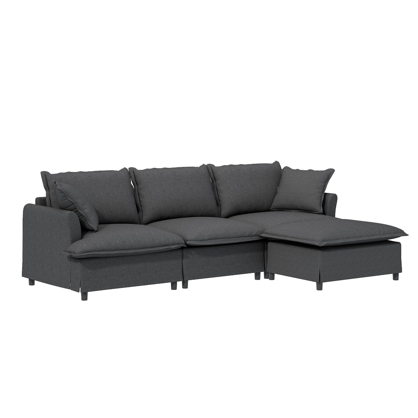 Sectional Sofa With Ottoman Cloud Couch Set With Throw Pillows, Free Combination