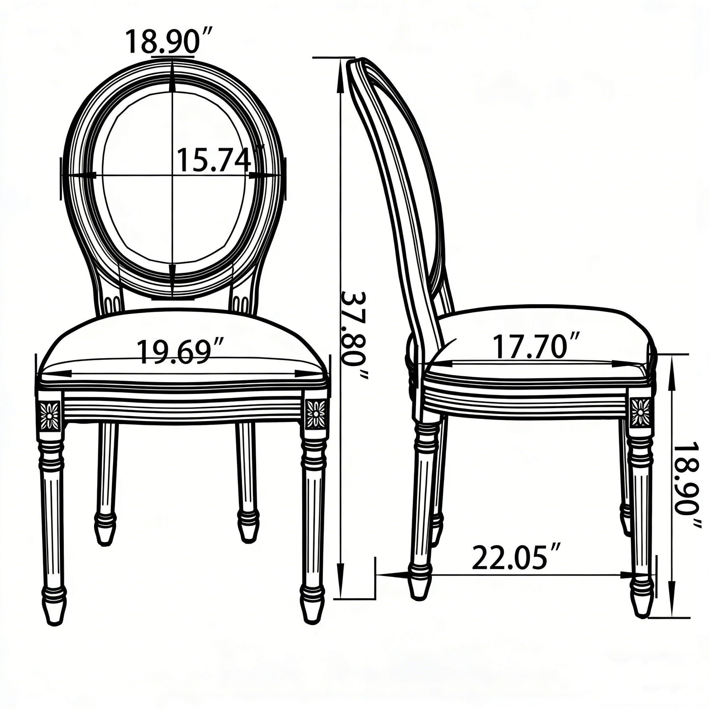Upholstered With Round Back Dining Chairs (Set of 2)