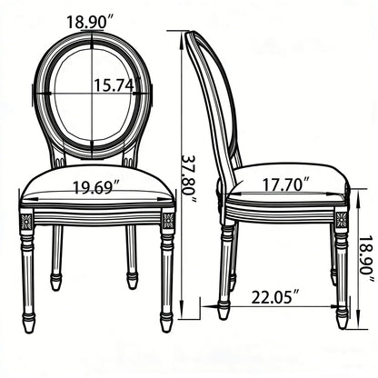 Upholstered & Round Back Dining Chairs (Set of 2)