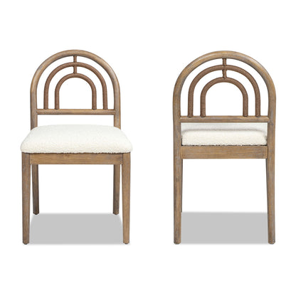 Leon - Arched Back & Upholstered Dining Chair (Set of 2) - Ivory White