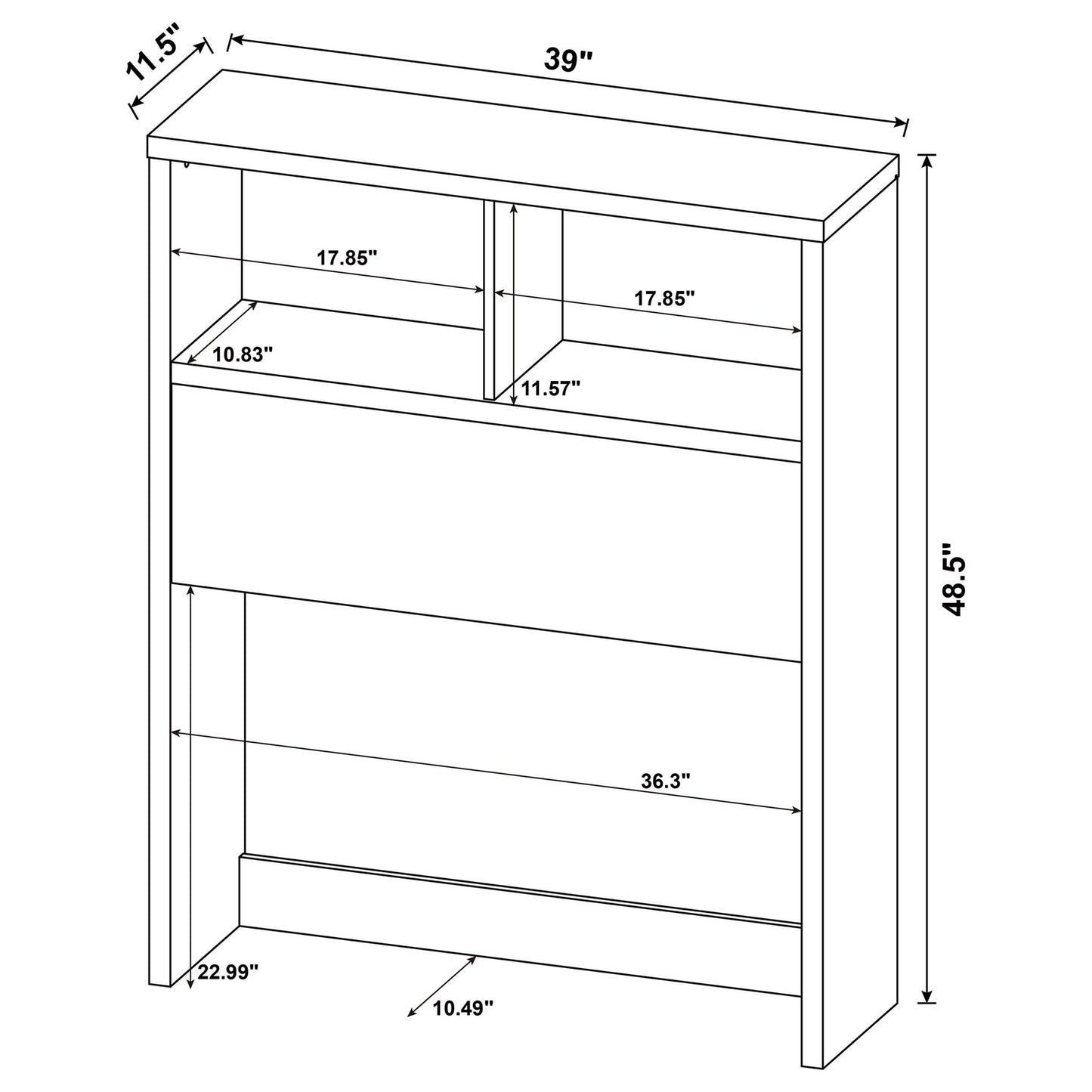 Geary - Bookcase Headboard With Open Cubbies
