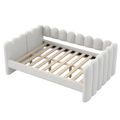 Upholstered Daybed With Curved Ribbed Panel Design
