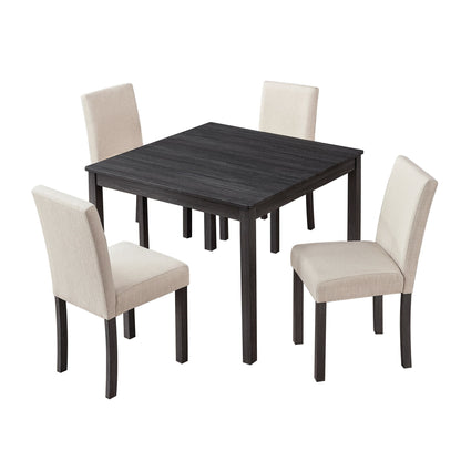 5 Piece Dining Table Set For 4, Small Kitchen Table With 4 Fabric Chairs