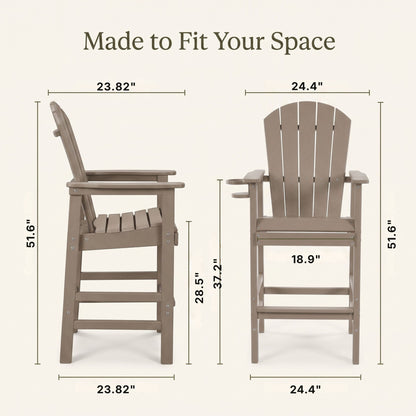 Bar Height Adirondack Chair With Cup Holder And Armrests