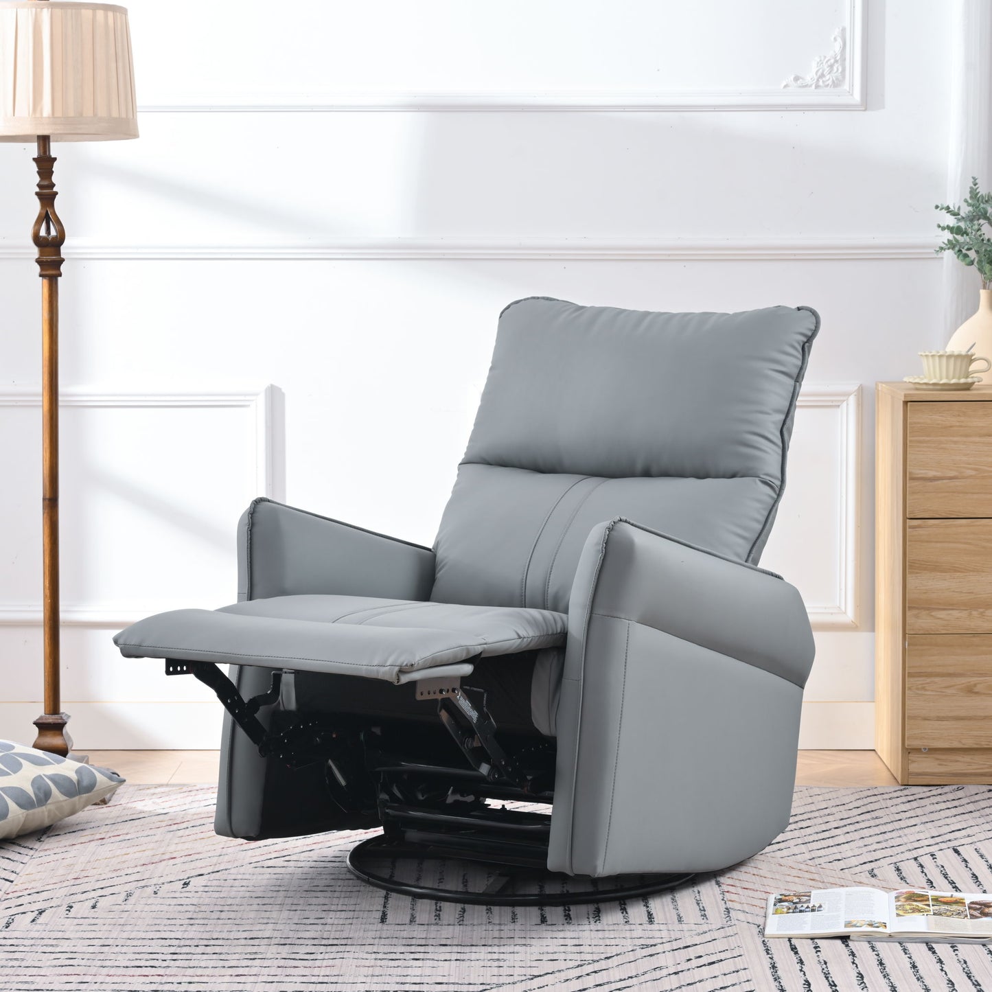 360° Modern Small Rocking Swivel Recliner Chair With Side Pocket