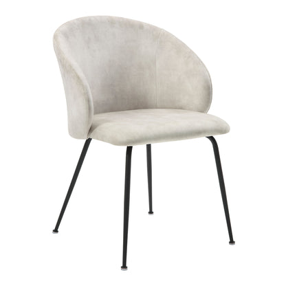 Velvet Upholstery Side Chairs 2 Piece Set With Metal Legs Modern Home Furniture - Beige