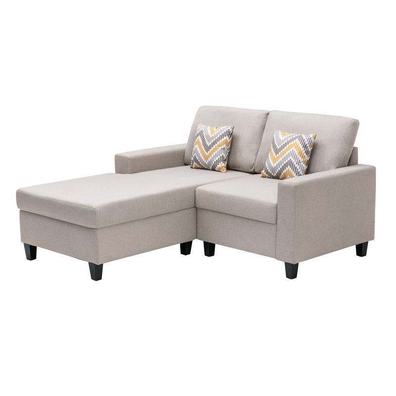 Nolan - Fabric 2-Seater Reversible Sofa With Pillows And Interchangeable Legs