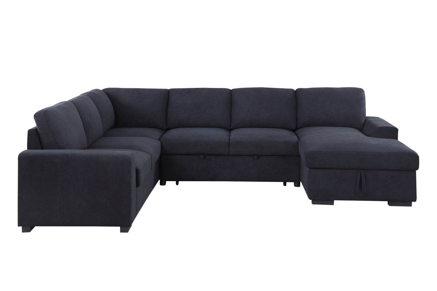 Selene II - Woven Fabric Sleeper Sectional Sofa With Right Facing Storage Chaise - Dark Gray