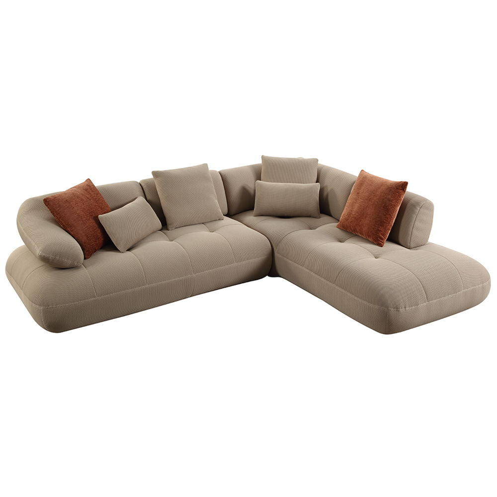 Carrick - Sectional Sofa With 6 Pillows - Beige