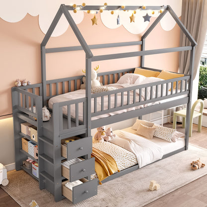 Bunk Bed With Shelves And Drawers, Storage Focused Design