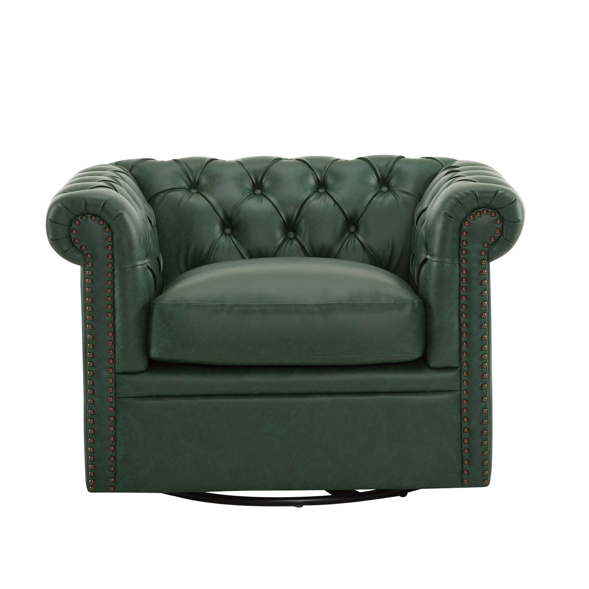 Chesterfield Style Swivel Club Chair With Button Tufted
