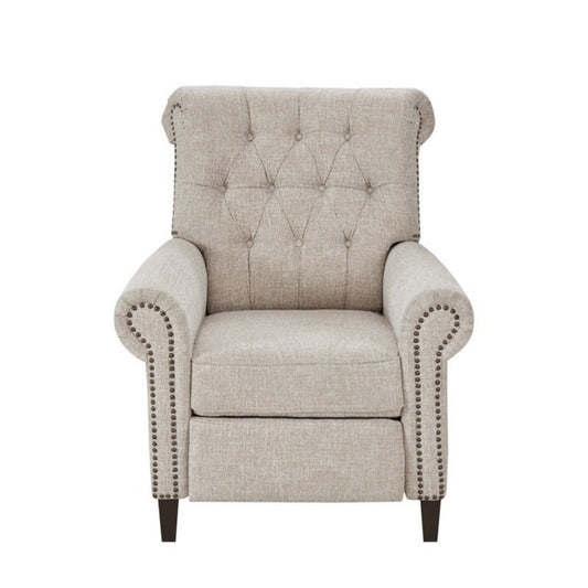 Aidan - Push Back Recliner Chair With Tufted Back And Nailhead Trim - Cream