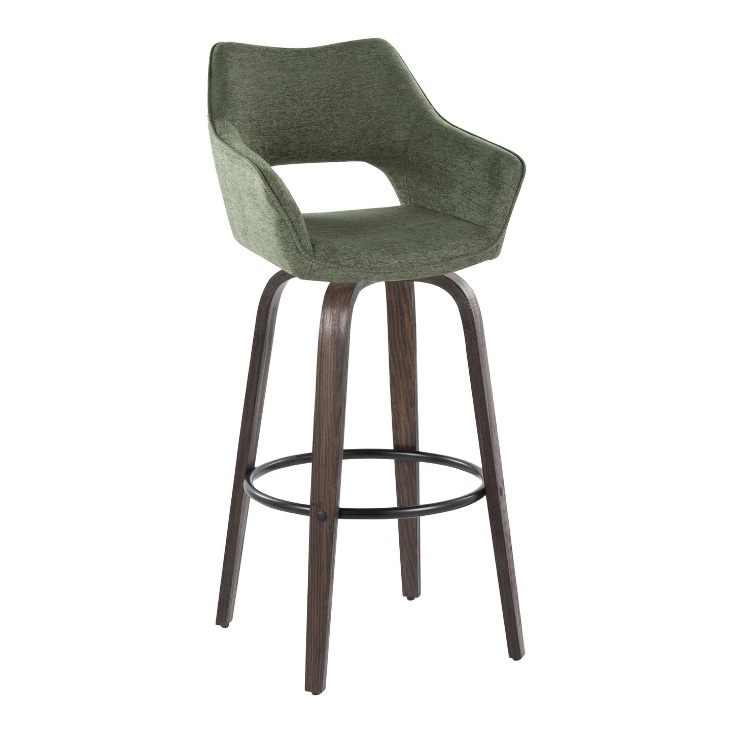 Mustang - Contemporary Fixed Height Barstool With Swivel With Round Footrest (Set of 2)