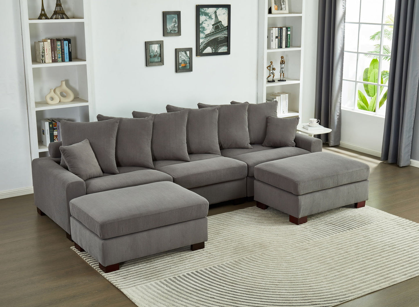 5 Seater Oversized Convertible L & U Shaped Couch