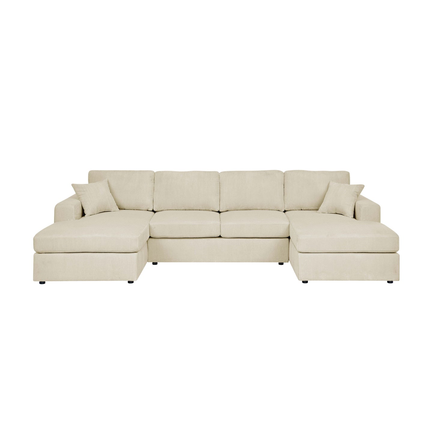 3 Piece Corduroy Double Chaise Sectional Sofa