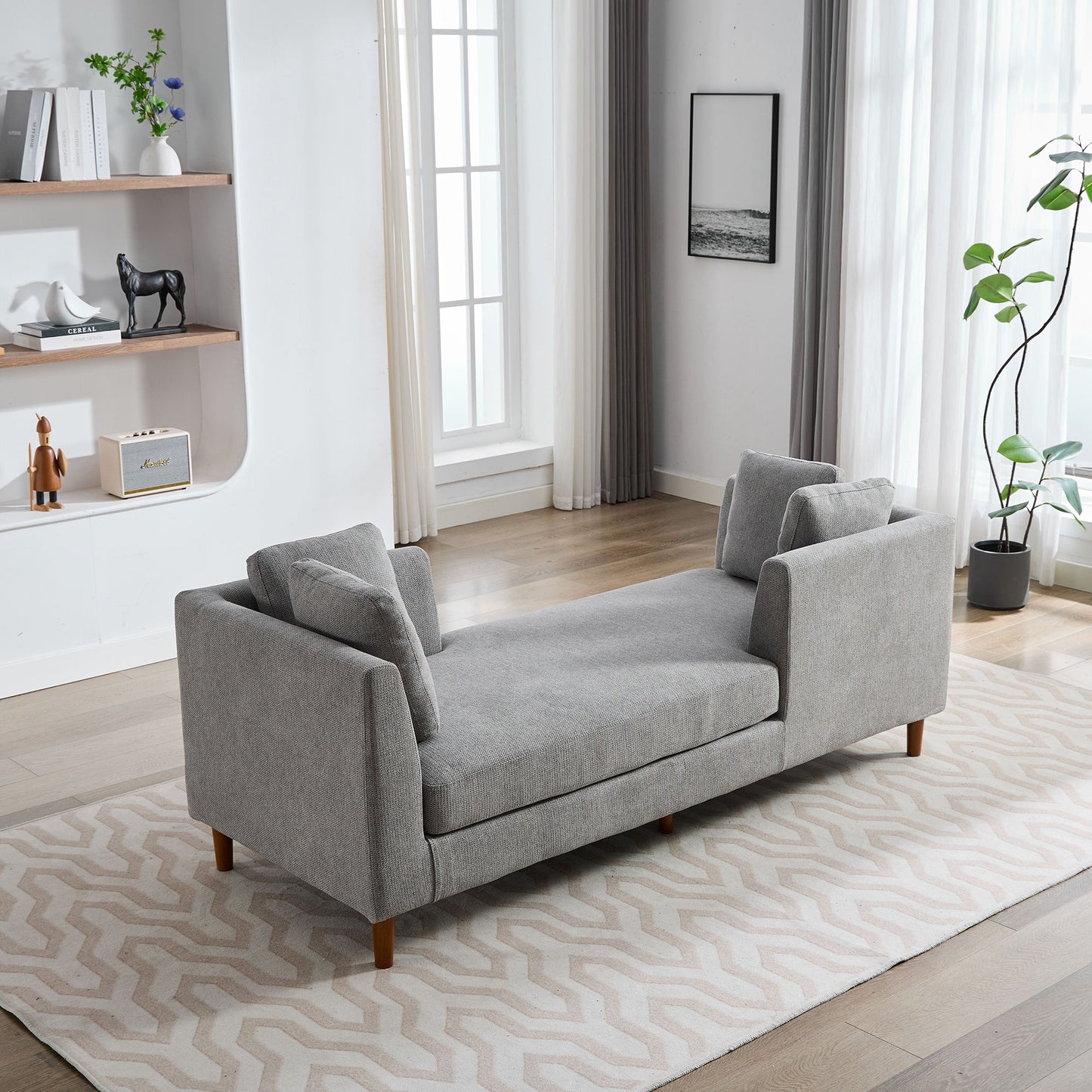 Wide Modern Double Sided Upholstered Chaise Lounge