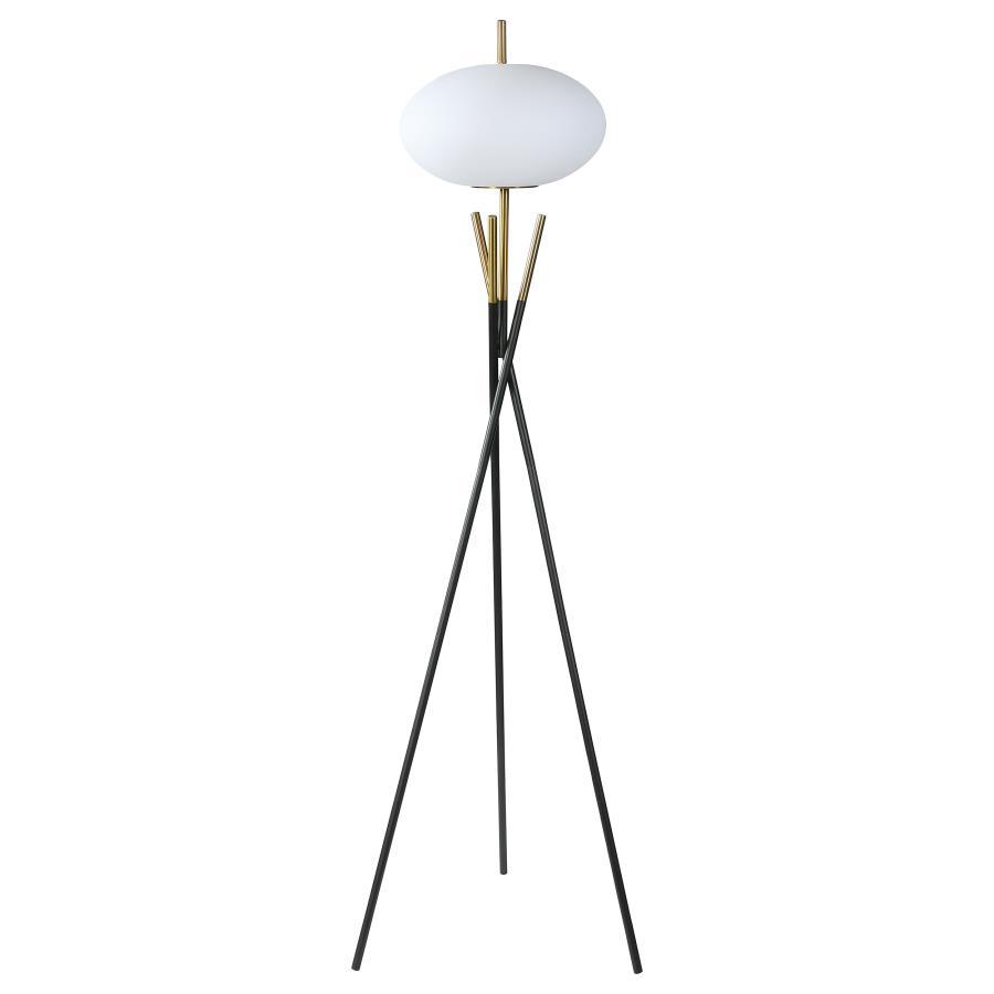 Layton - White Orb Shade Tripod Floor Lamp - Black
