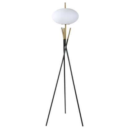 Layton - White Orb Shade Tripod Floor Lamp - Black