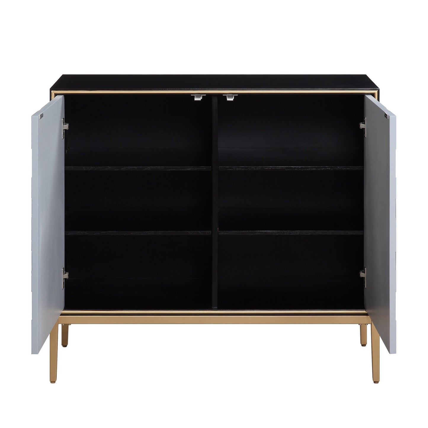 Quilla - Accent Table - Black, Gray & Brass Finish