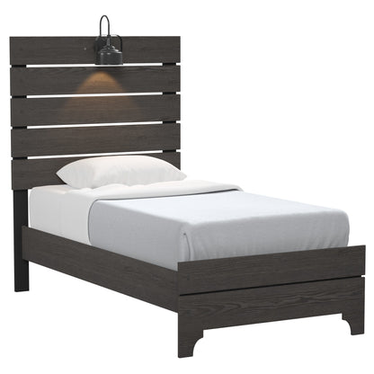 Twin Bed With Integrated Lights - Brown