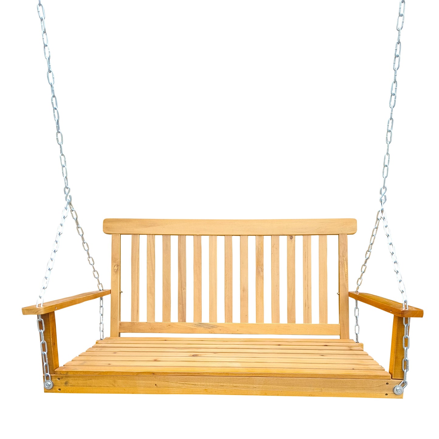 Front Porch Swing With Armrests For Outdoor Patio, Garden Yard, Backyard Or Sunroom