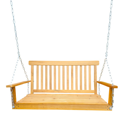 Front Porch Swing With Armrests For Outdoor Patio, Garden Yard, Backyard Or Sunroom