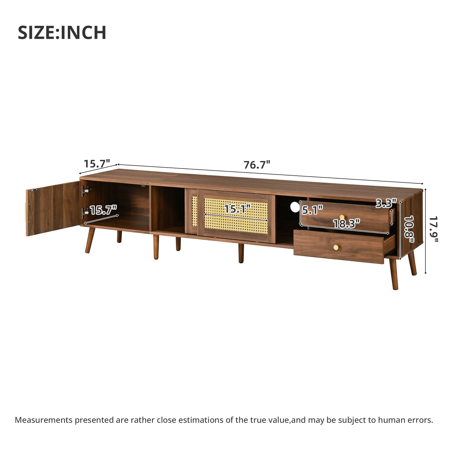 TV Stand With Storage Cabinets - Natural