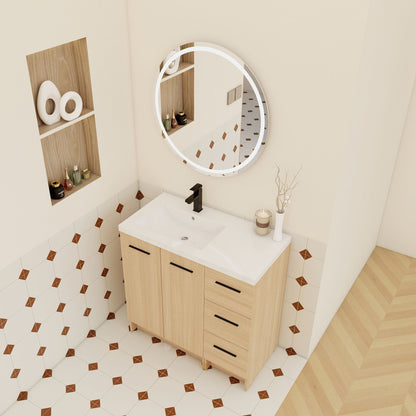 Wall Mounted Floating Bathroom Vanity With Sink, Door & Drawers Modular Cabinet