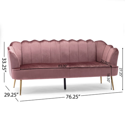 Modern Glam 3 Seater Sofa With Velvet Texture