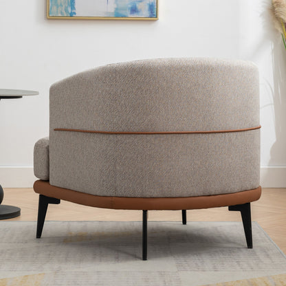 Modern Two-Tone Barrel Chair, Upholstered Round Armchair For Living Room Bedroom Reading Room