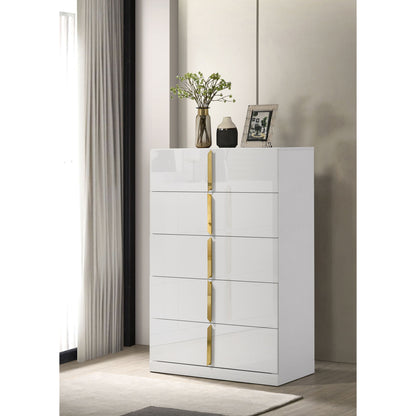 Lauryn - 5 Drawer Bedroom Chest - Gloss White