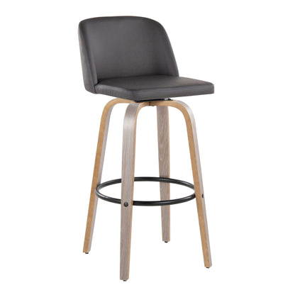 Toriano - Mid-Century Modern Fixed Height BarStool With Round Footrest (Set of 2)