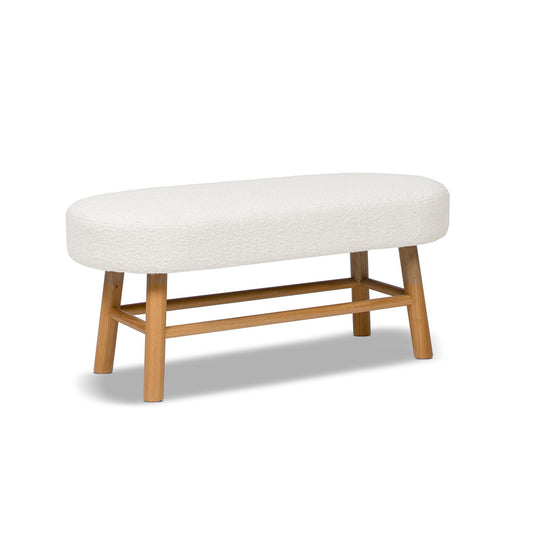 Fuji - Upholstered Bedroom Accent Bench With Natural Legs - Ivory White