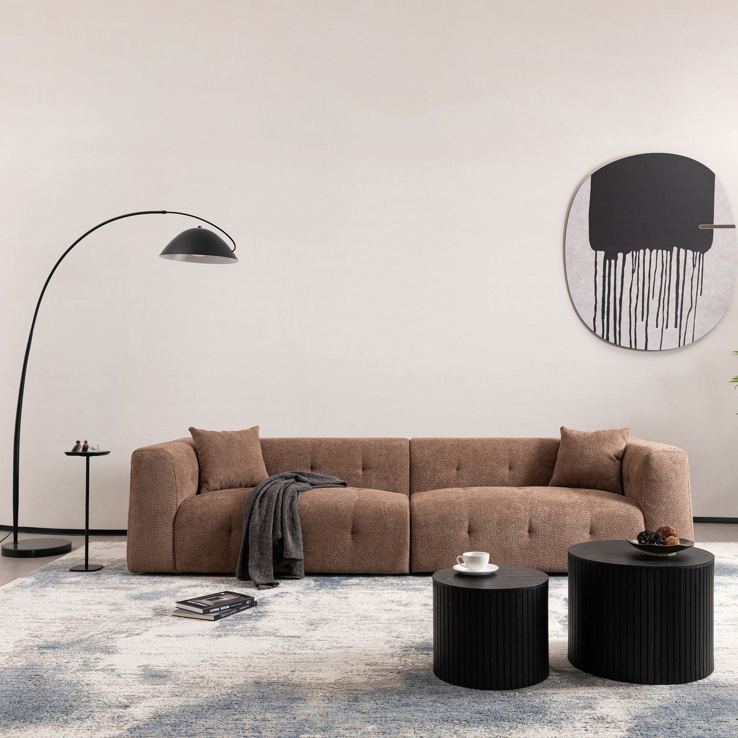 Stylish Sofa With Square Design And Thick Handrailing For Living Room