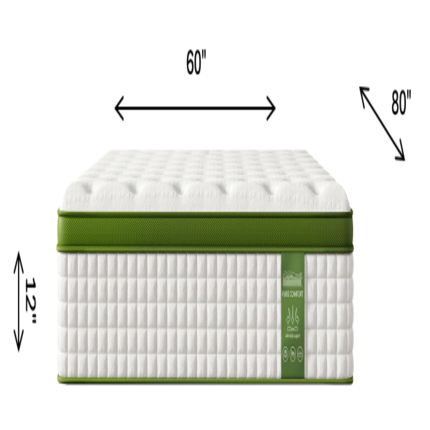 12" Hybrid Mattress With Gel Memory Foam & Pocket Springs