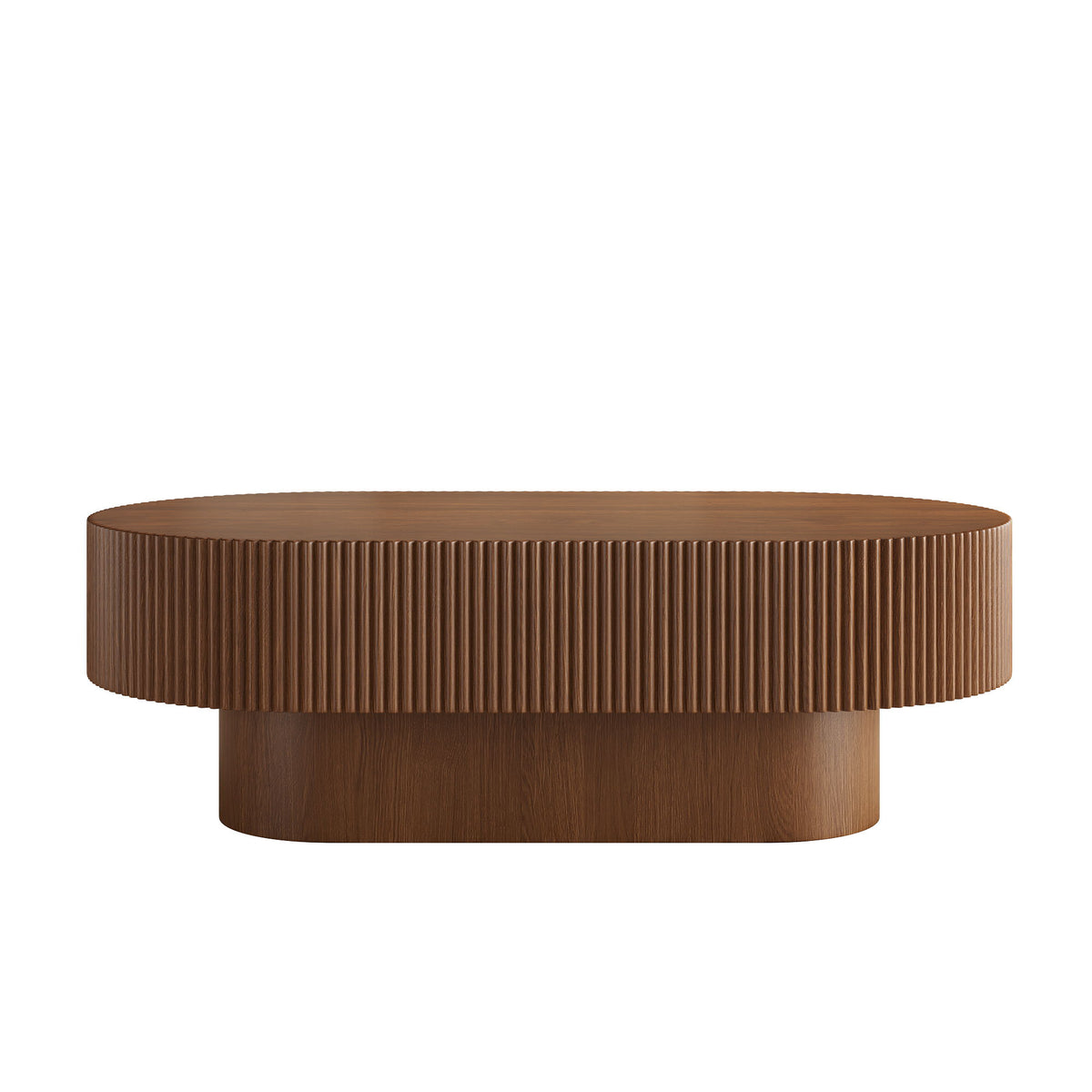 Oval Coffee Table With Thick Tabletop For Living Room