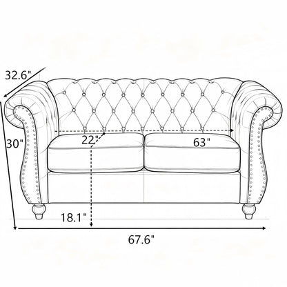 Chesterfield Button Tufted Loveseat With Rolled Arms