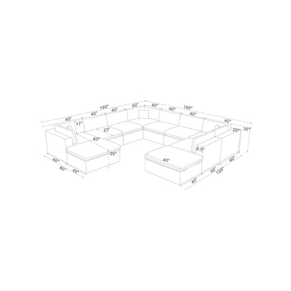 Custom Configuration Modular Sectional With Toss Pillows