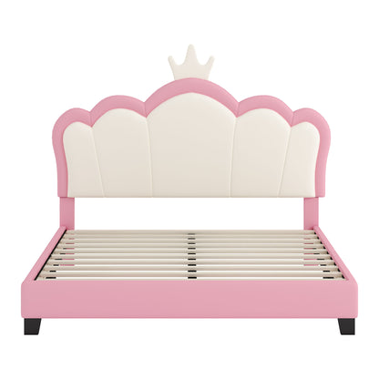 Upholstered Princess Platform Bed With Crown Headboard