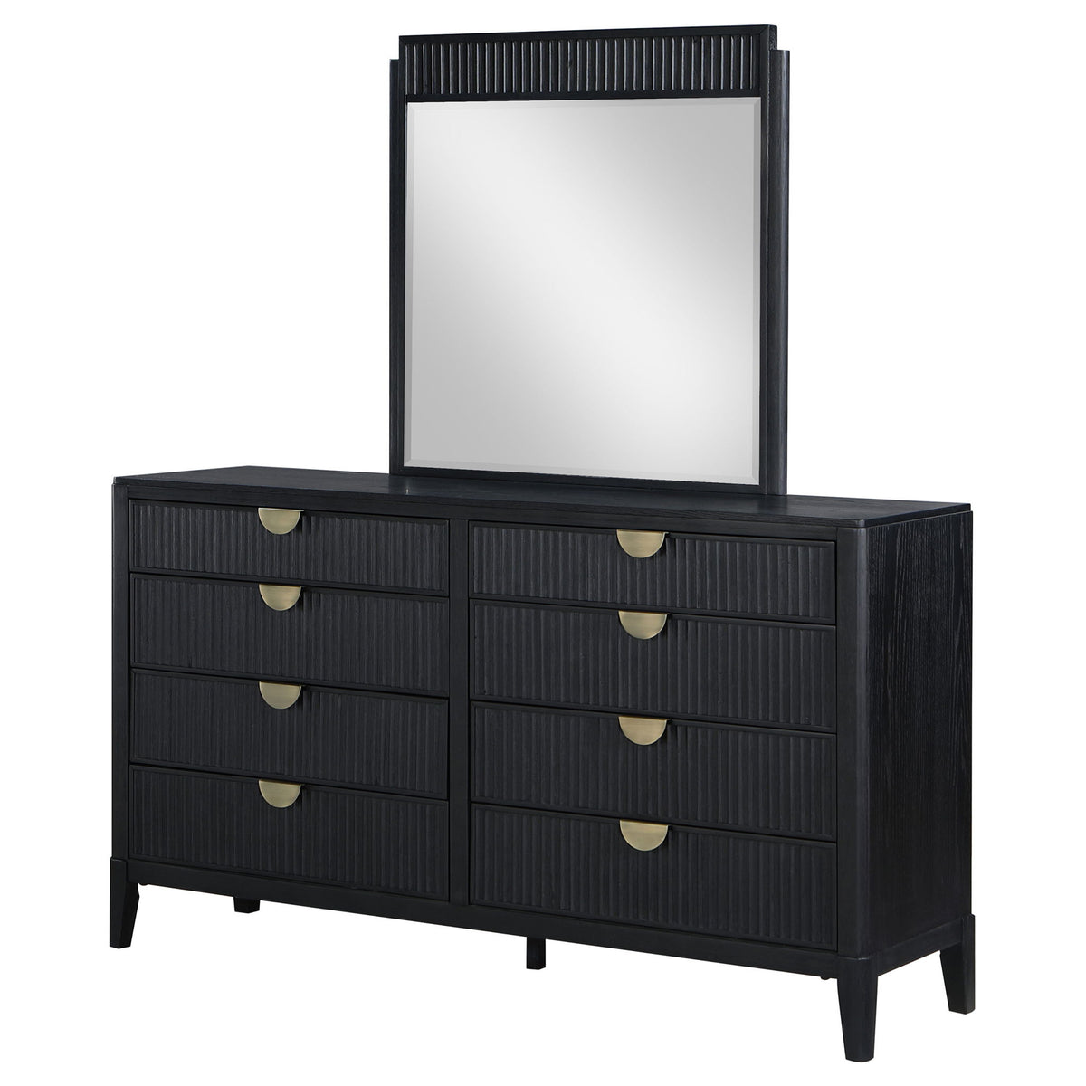 Ennis - 8 Drawer Dresser With Mirror - Black